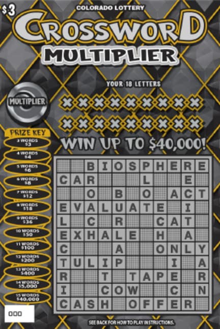 Crossword Multiplier scratch-off ticket