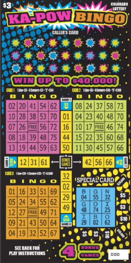 KA-POW BINGO scratch-off ticket