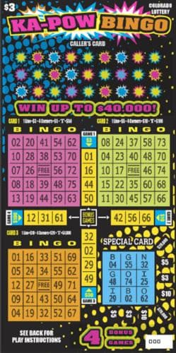 KA-POW BINGO scratch-off ticket