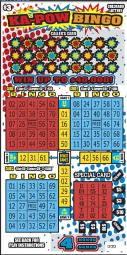 KA-POW BINGO scratch-off ticket