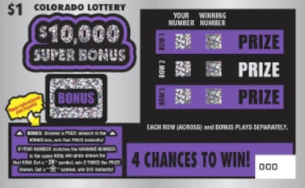 $10,000 Super Bonus scratch-off ticket