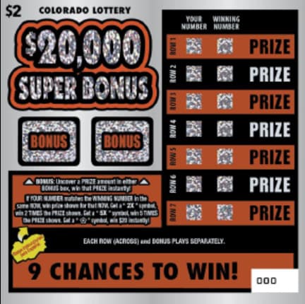 $20,000 Super Bonus scratch-off ticket