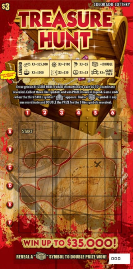 Treasure Hunt scratch-off ticket
