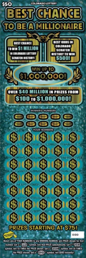 Best Chance To Be A Millionaire scratch-off ticket