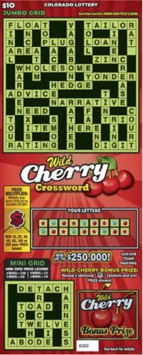 Wild Cherry Crossword scratch-off ticket