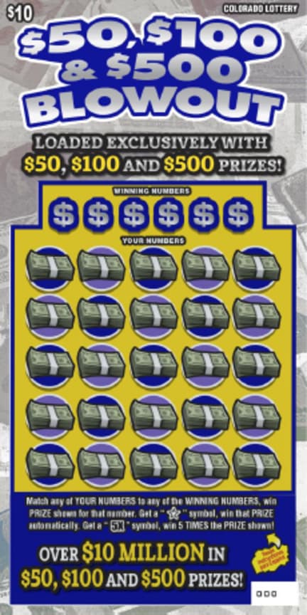 $50, $100 & $500 BLOWOUT scratch-off ticket