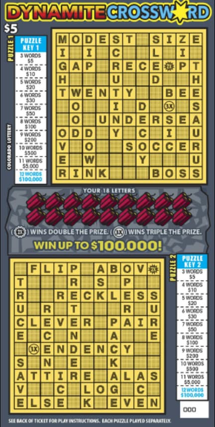 Dynamite Crossword scratch-off ticket