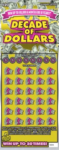 Decade of Dollars scratch-off ticket