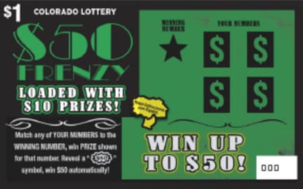 $50 Frenzy scratch-off ticket