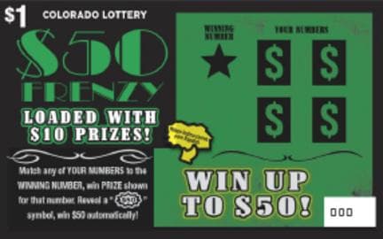 $50 Frenzy scratch-off ticket
