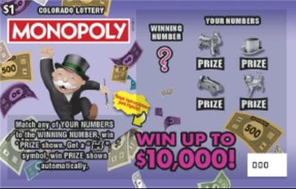 MONOPOLY™ scratch-off ticket
