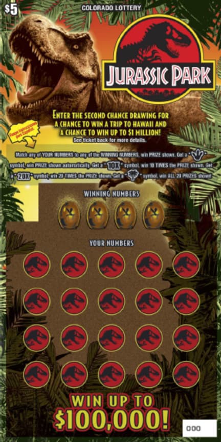 JURASSIC PARK scratch-off ticket