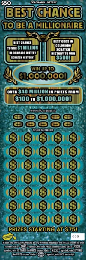 Best Chance To Be A Millionaire scratch-off ticket