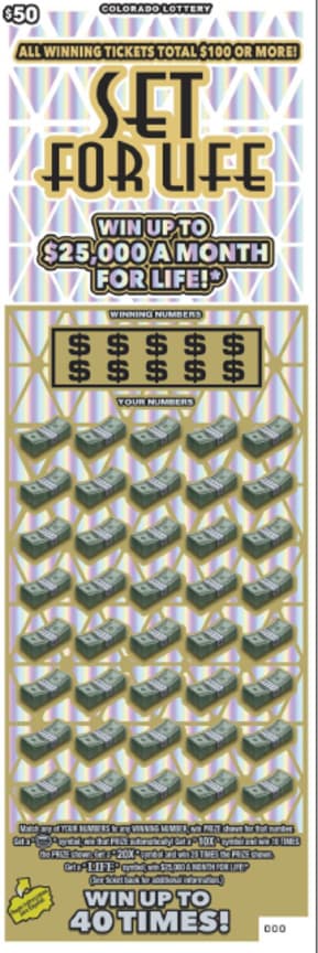 SET FOR LIFE scratch-off ticket