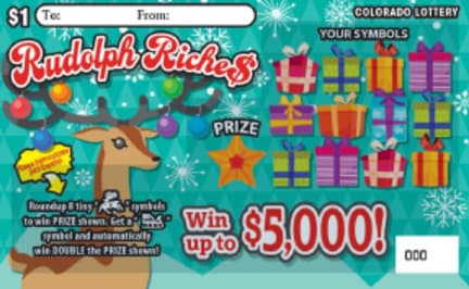 Reindeer Riches scratch-off ticket