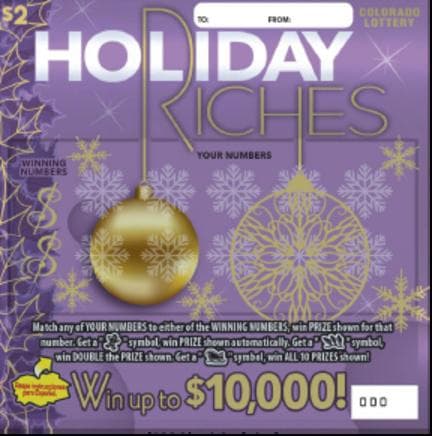 HOLIDAY RICHES scratch-off ticket