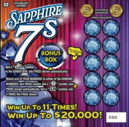 SAPPHIRE 7s scratch-off ticket