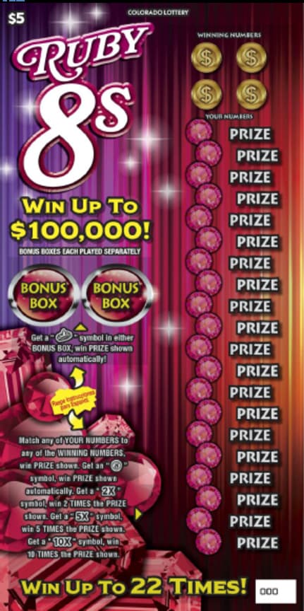 RUBY 8s scratch-off ticket