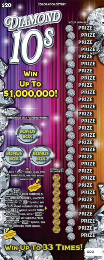 DIAMOND 10s scratch-off ticket