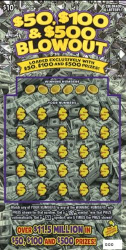 $50, $100 & $500 BLOWOUT scratch-off ticket