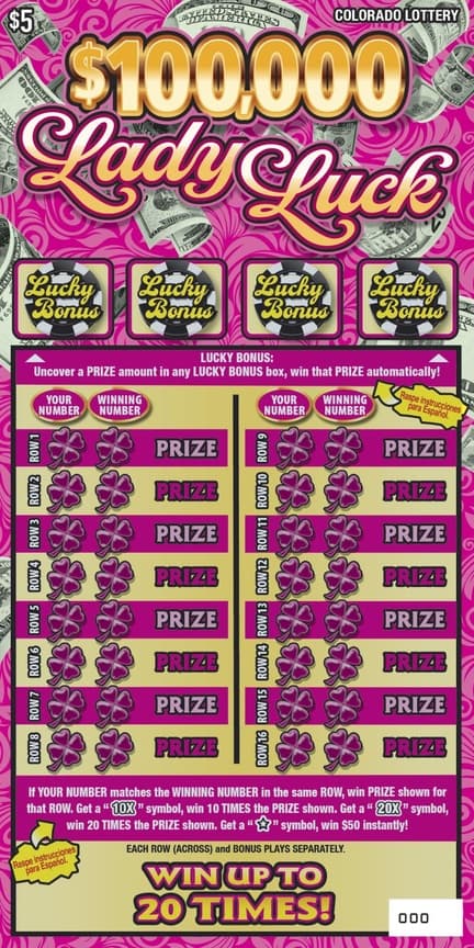 LADY LUCK scratch-off ticket