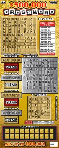 $500,000 Crossword scratch-off ticket