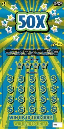 50X scratch-off ticket