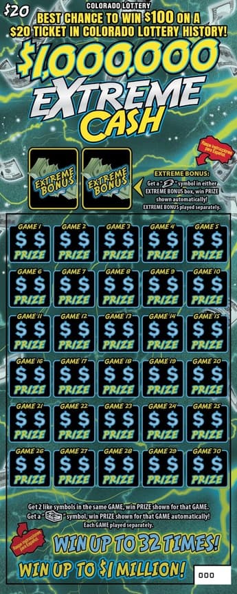 EXTREME CASH scratch-off ticket