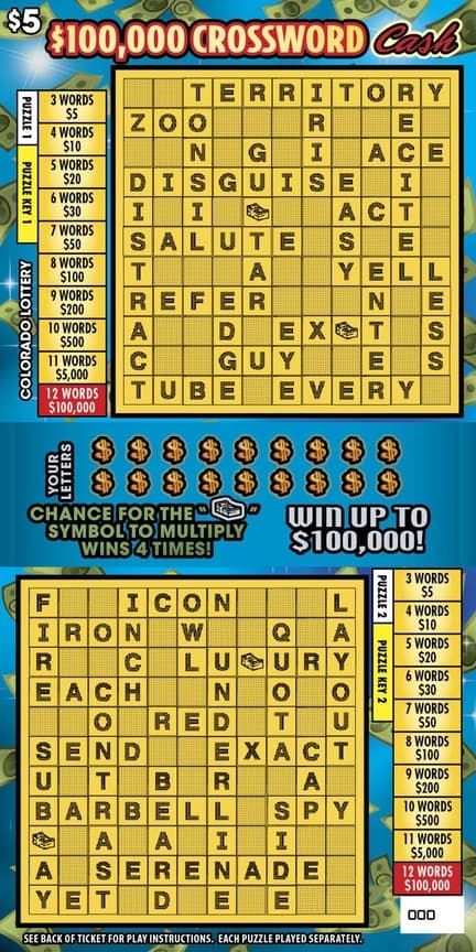 CROSSWORD CASH scratch-off ticket
