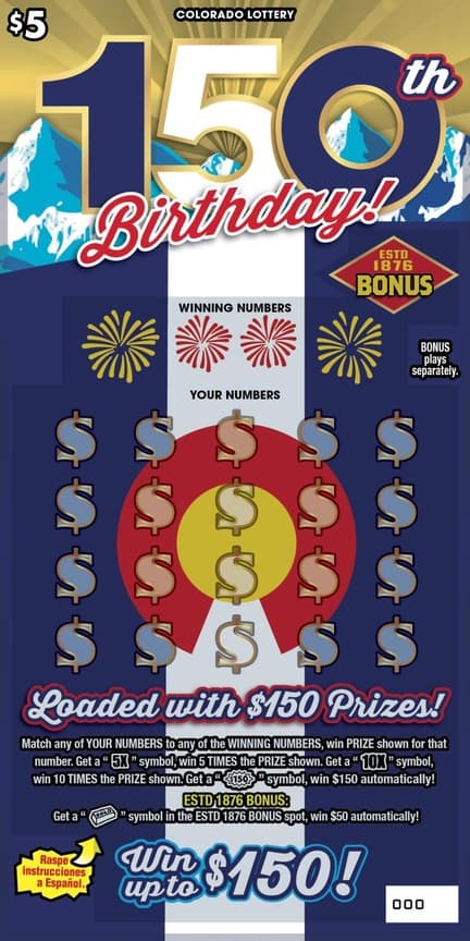 150th BIRTHDAY! scratch-off ticket