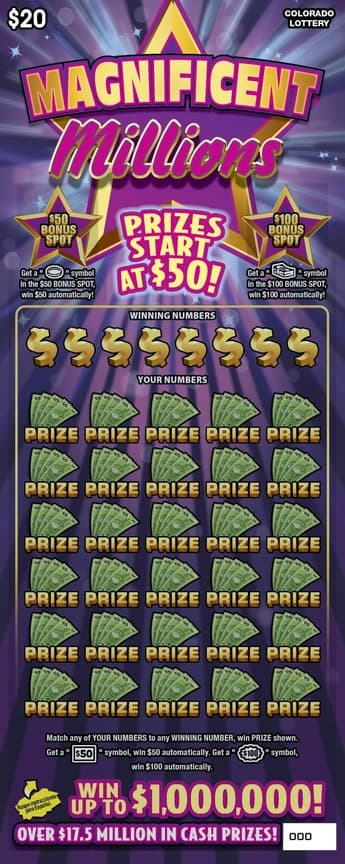 MAGNIFICENT MILLIONS scratch-off ticket