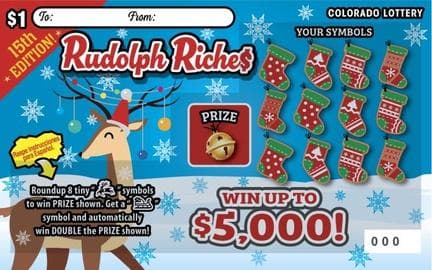 REINDEER RICHES scratch-off ticket