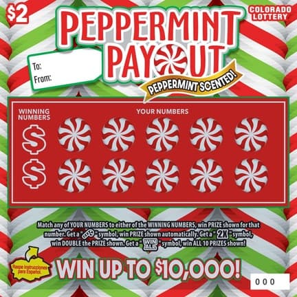 PEPPERMINT PAYOUT scratch-off ticket