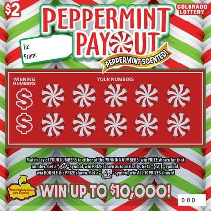 PEPPERMINT PAYOUT scratch-off ticket