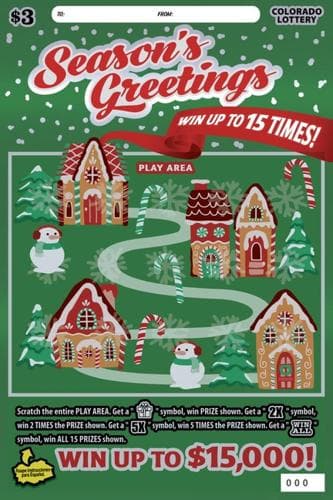 SEASON'S GREETINGS scratch-off ticket