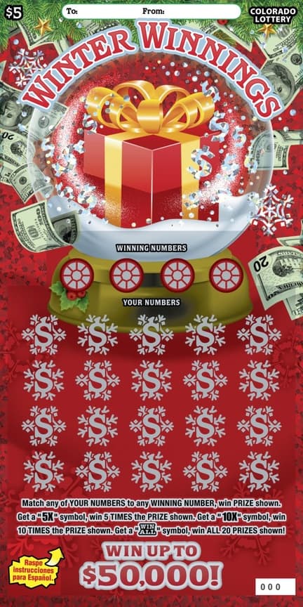 WINTER WINNINGS scratch-off ticket