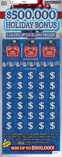 $500,000 HOLIDAY BONUS scratch-off ticket