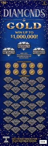 DIAMONDS & GOLD scratch-off ticket