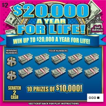 $20,000 A YEAR FOR LIFE 2ND ED. scratch-off ticket