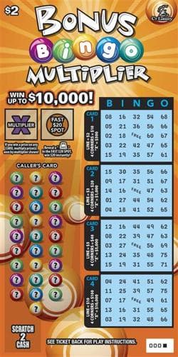 Bonus Bingo Multiplier scratch-off ticket