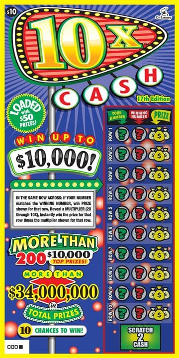 10X™ Cash 17th Edition scratch-off ticket