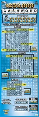 $250,000 CA$HWORD scratch-off ticket