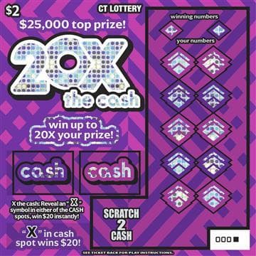 20X the cash scratch-off ticket