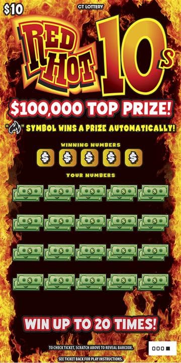 Red Hot 10s scratch-off ticket