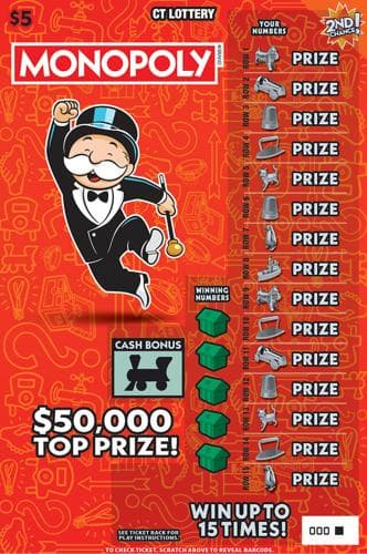$5 MONOPOLY scratch-off ticket