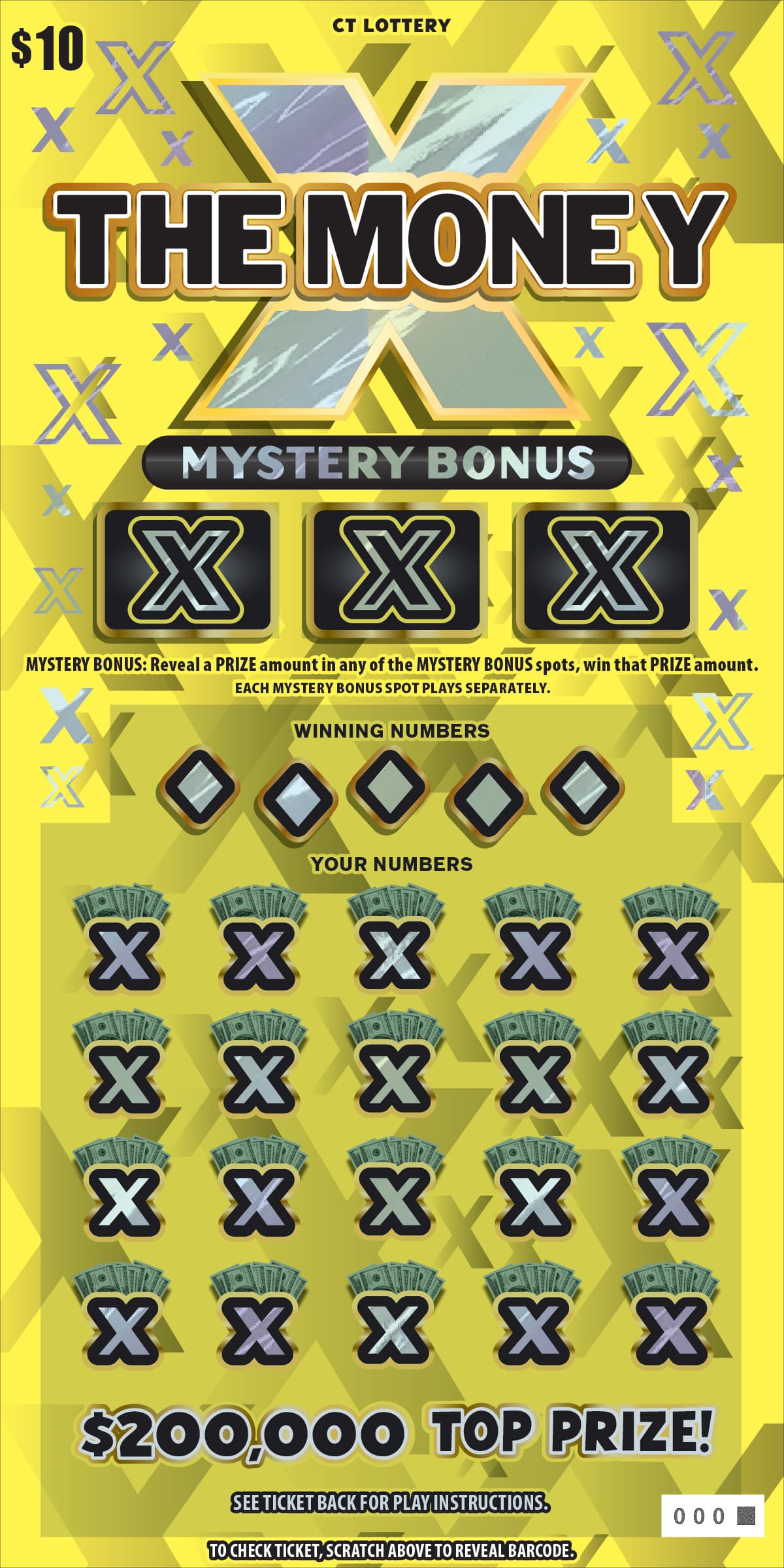 X THE MONEY scratch-off ticket