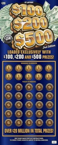 $100, $200 OR $500 2ND EDITION scratch-off ticket