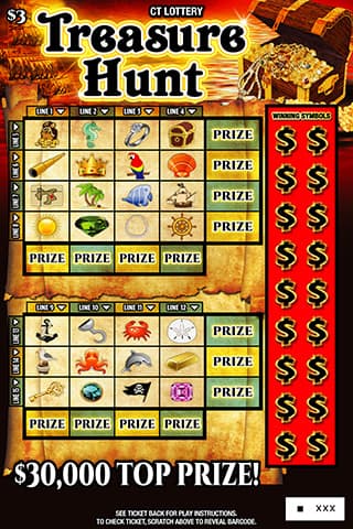 TREASURE HUNT scratch-off ticket