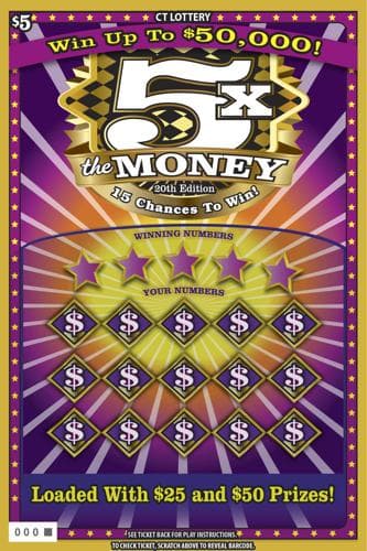 5X THE MONEY 20TH EDITION scratch-off ticket