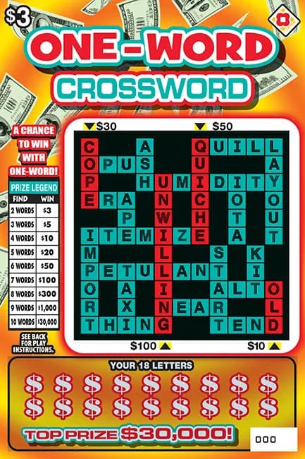 One-Word Crossword scratch-off ticket